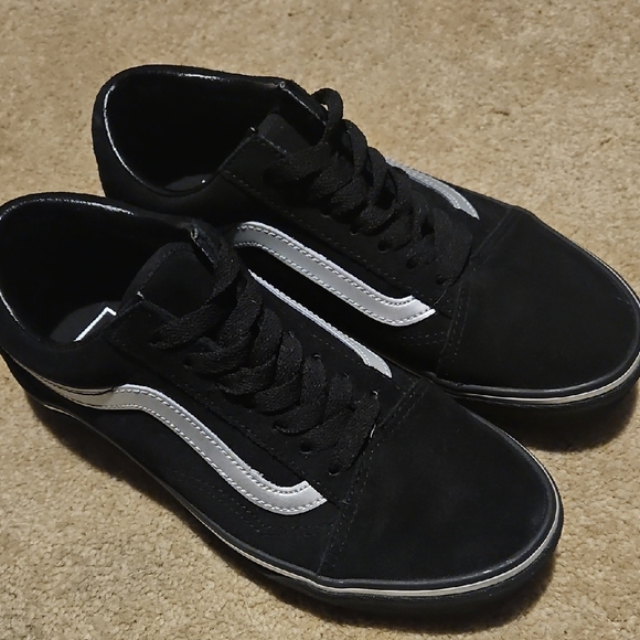 Vans Shoes - Classic Black and Silver Low Top Vans